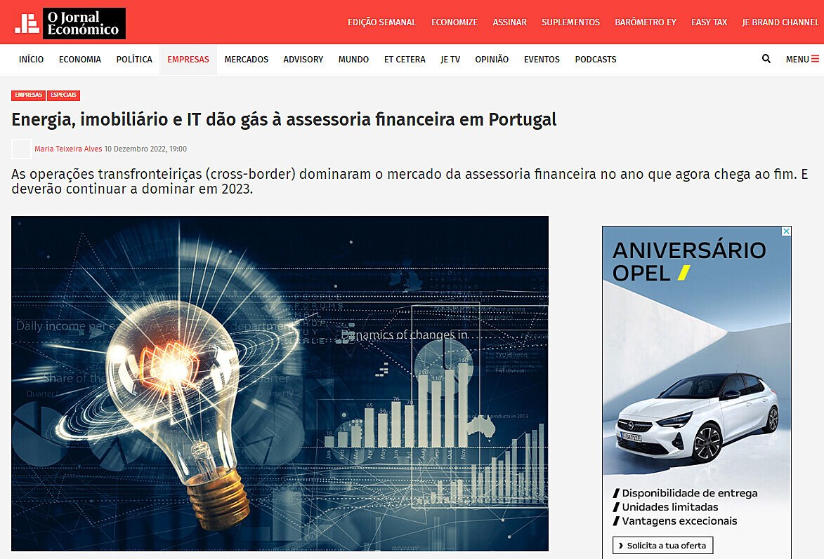 Energia, imobilirio e IT do gs  assessoria financeira em Portugal
